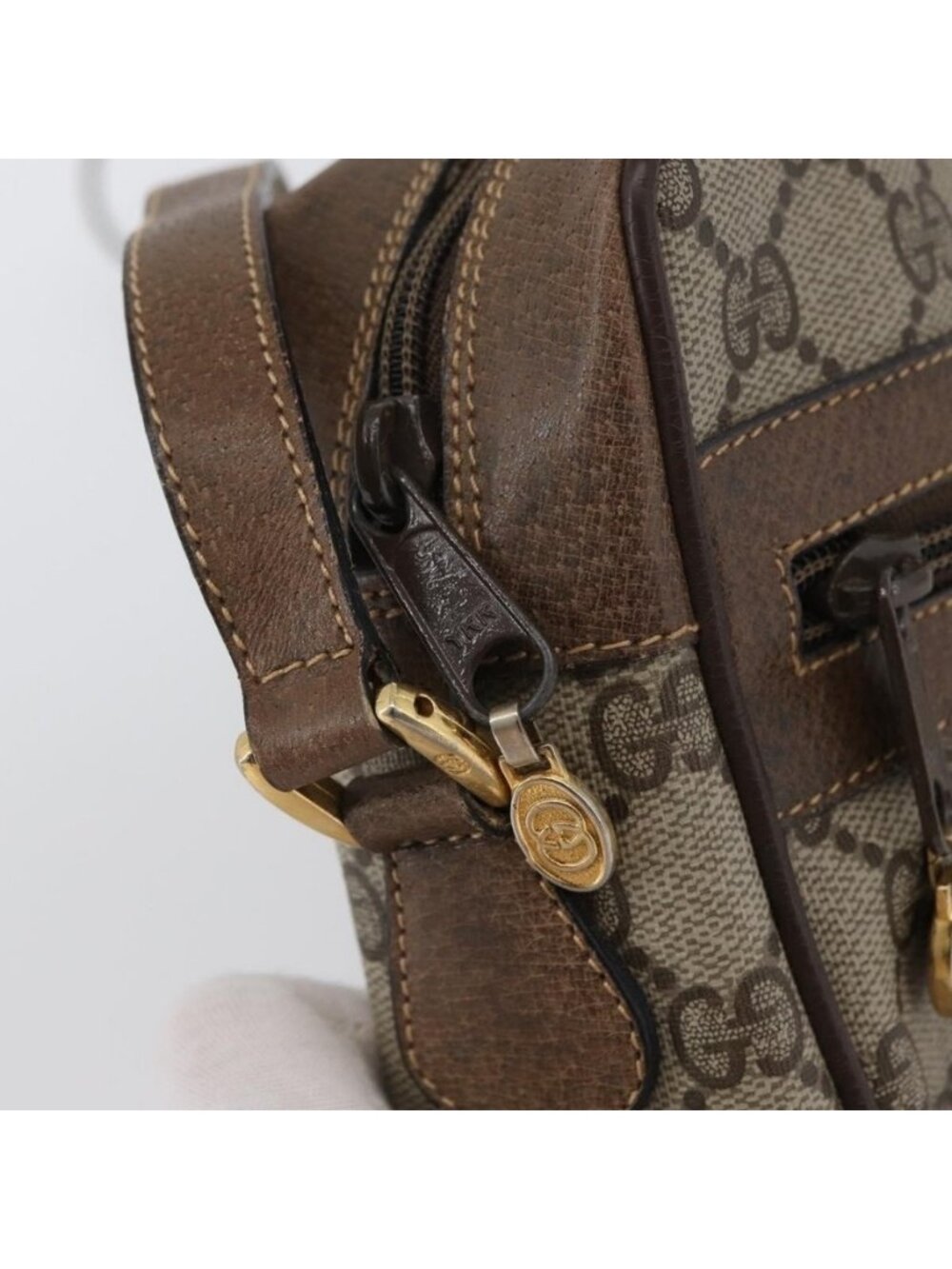Authentic GUCCI GG Supreme Web Sherry Line Bag PVC Beige Gold 904 02 004 - Picture 16 of 16